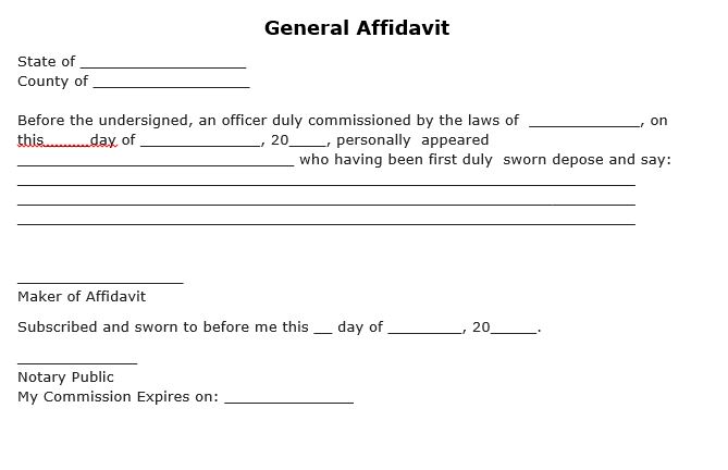 form california affidavit of in Download  Template   Affidavit General Form  PDF Free Form