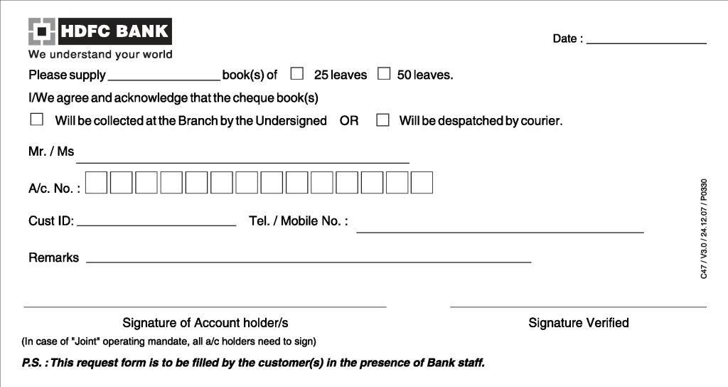 free-hdfc-india-cheque-book-request-form-pdf-template-form-download