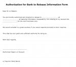 Authorization for Bank to Release Information Form