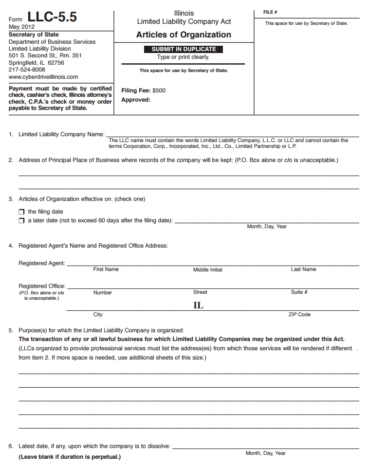 Illinois (LLC) Limited Liability Company Form