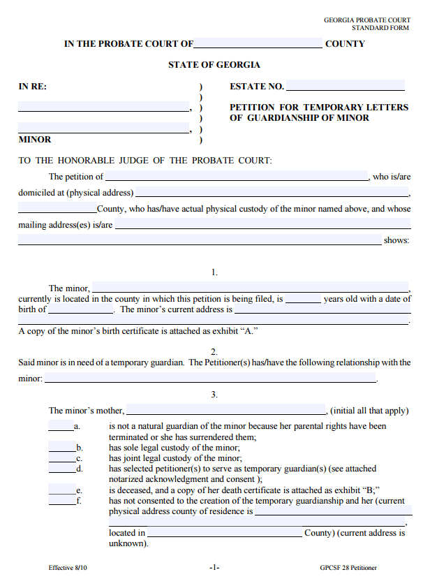 filing guardianship papers