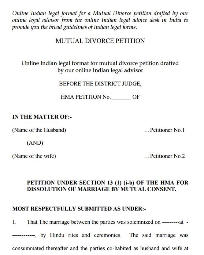 how to file divorce with mutual consent in india