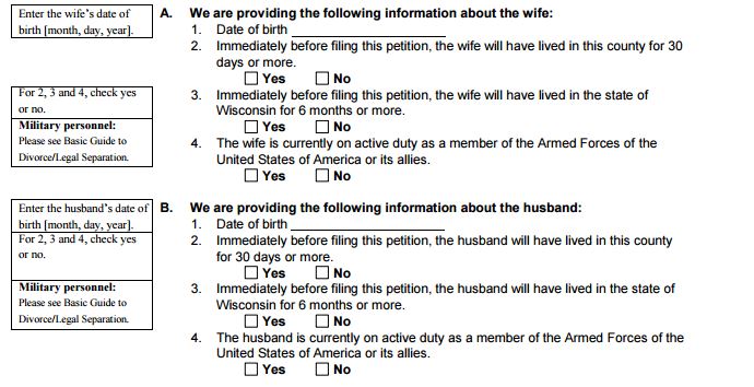 Wisconsin Divorce Petition Step 2