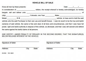 Free Colorado Vehicle Bill of Sale Form 2 | PDF Template | Form Download