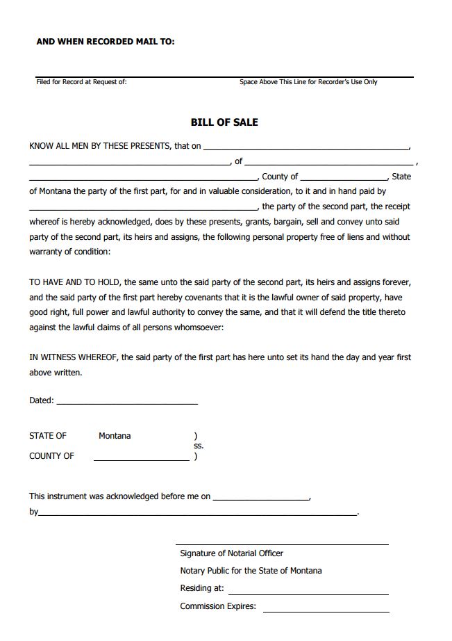 Free Bill of Sale Forms PDF Template Form Download