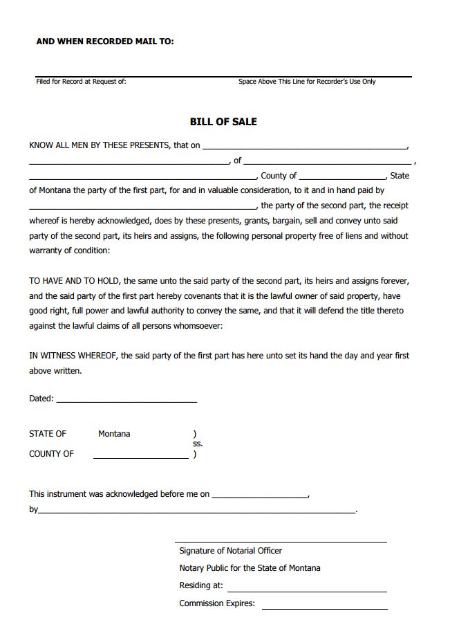 Free Bill of Sale Forms  PDF Template  Form Download