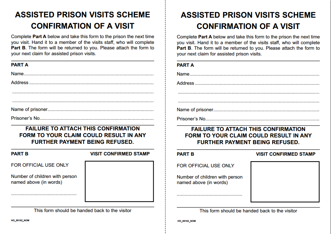 Assisted Prison Visits Confirmation
