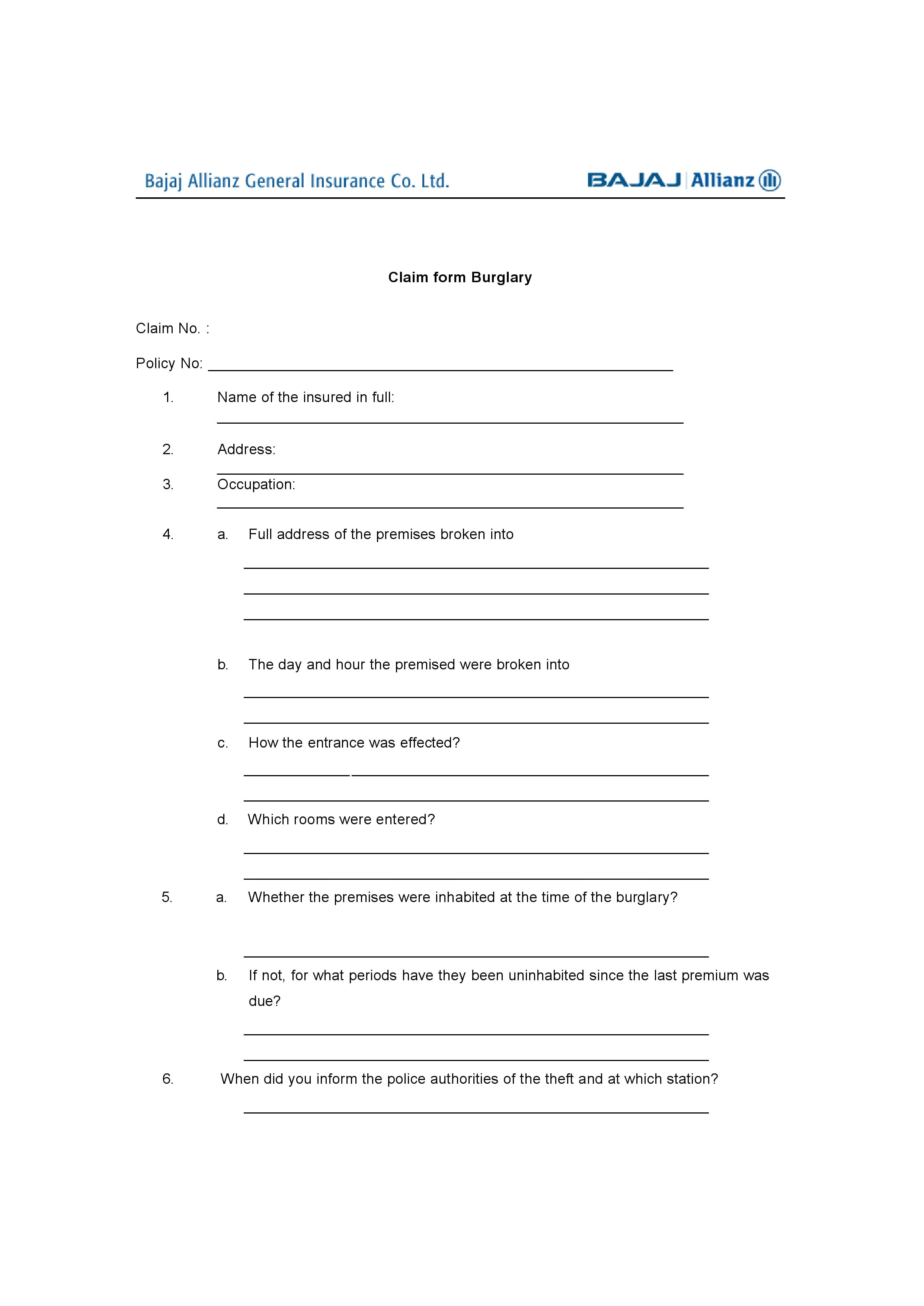 free-bajaj-allianz-form-pdf-template-form-download