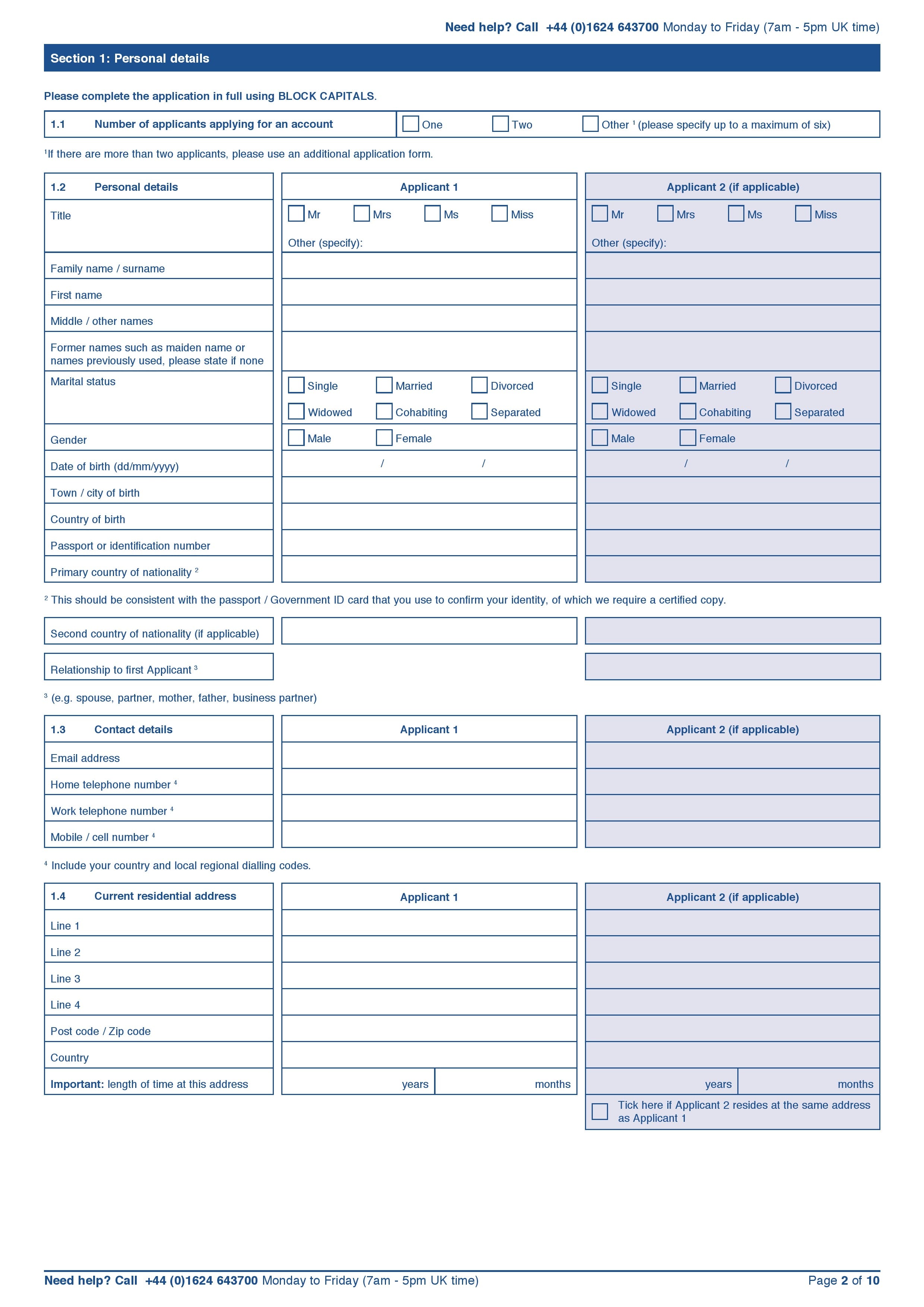 Free Bank Forms | PDF Template | Form Download