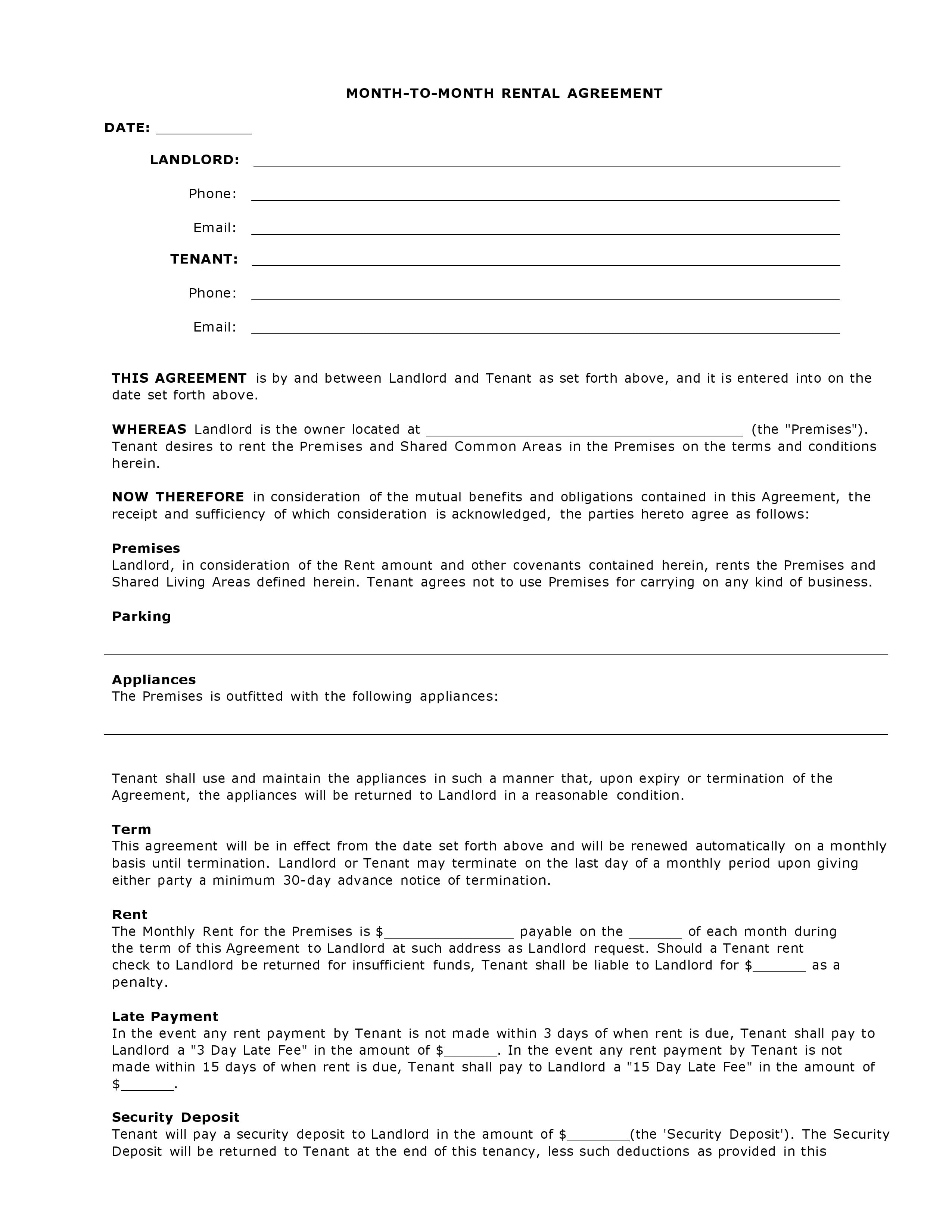 free arizona month to month agreement form pdf template form download