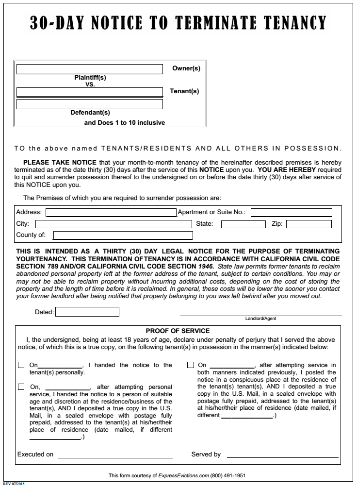 Free California Eviction Form PDF Template Form Download