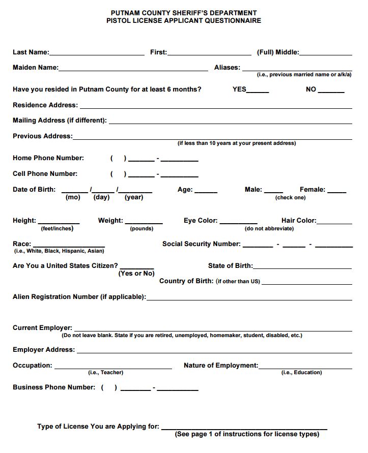 Free New York Pistol License Application - PDF Template - Form Download
