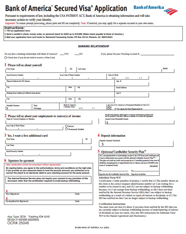 bank of america credit card application