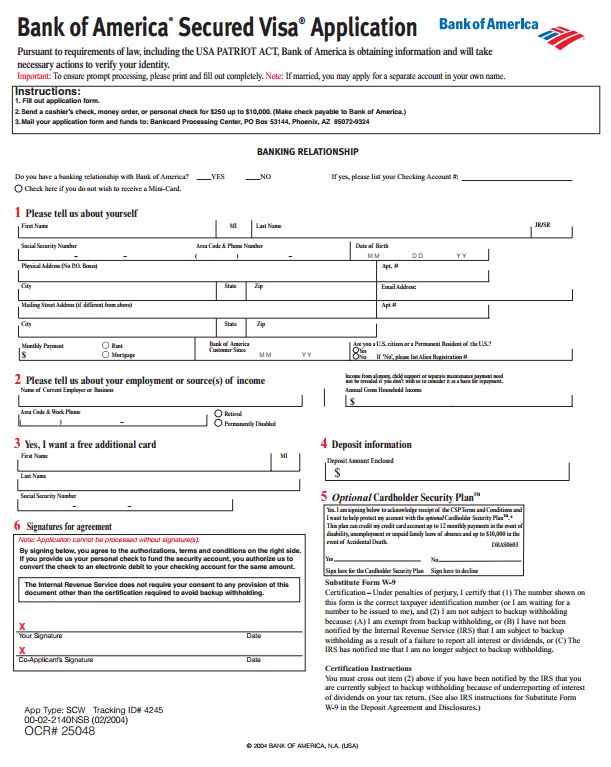 bank of america pre approval credit card application